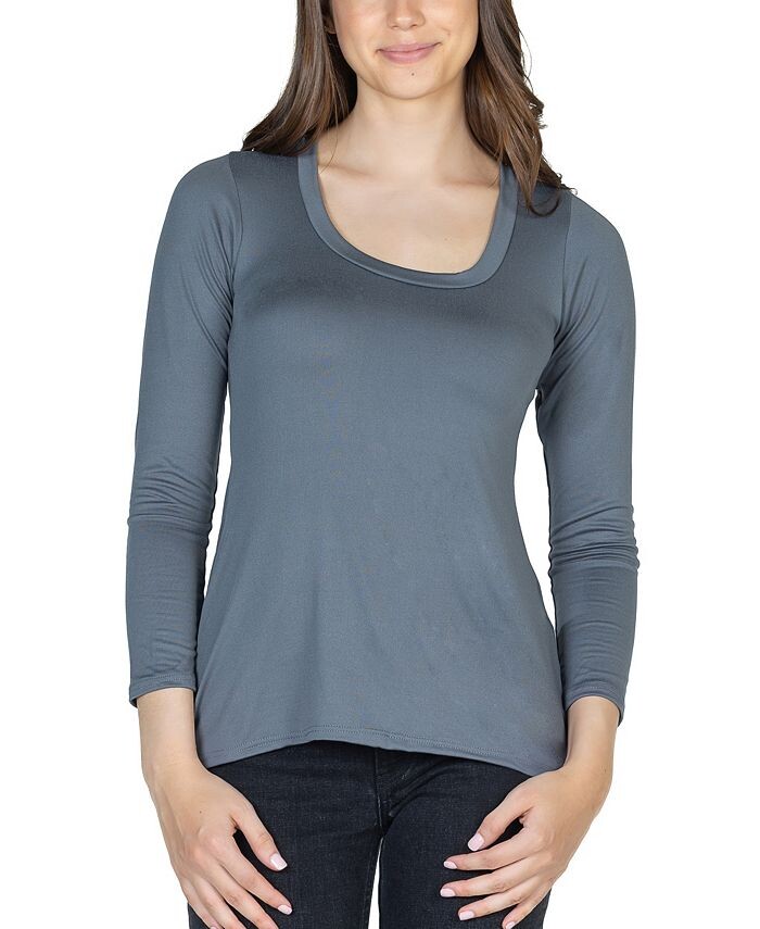 

Женский топ с круглым вырезом и длинными рукавами 24seven Comfort Apparel, серый
