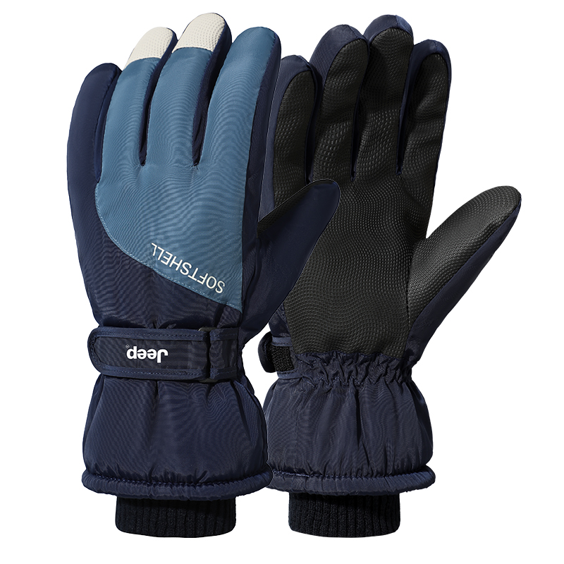 

Утепленные лыжные перчатки мужские Jeep, синий patchwork