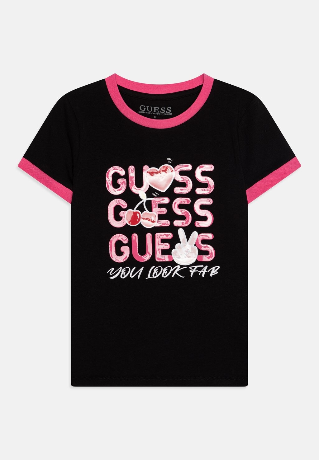 

Футболка с принтом Junior Girl Guess, угольно-черная