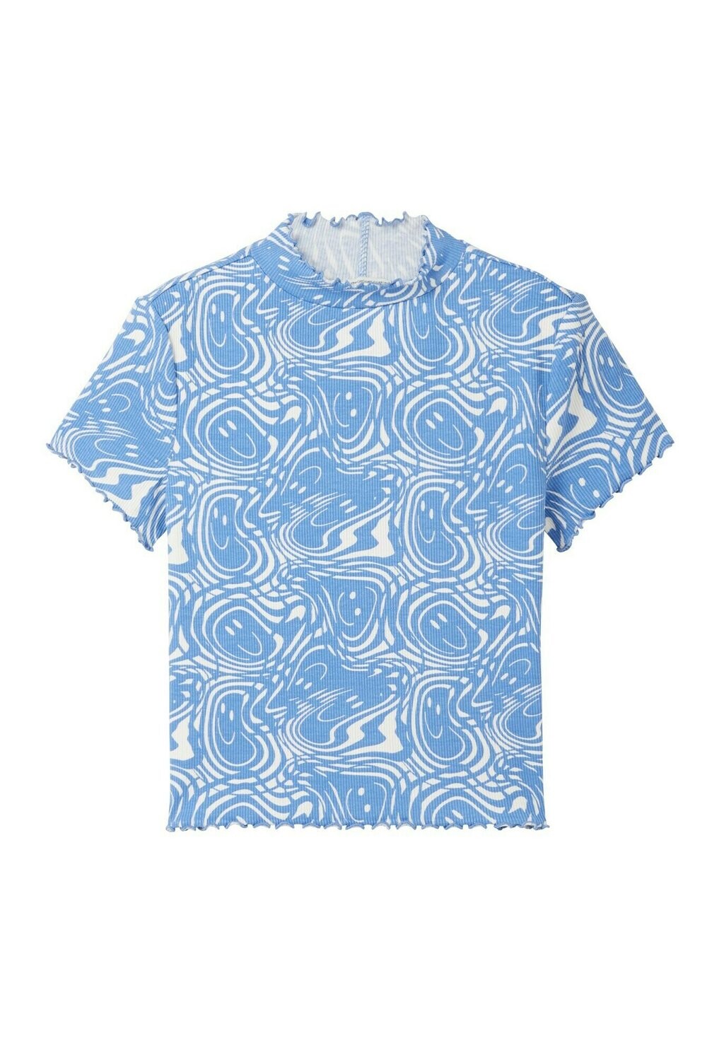 

Футболка с принтом CROPPED TOM TAILOR, цвет wavy happy blue design