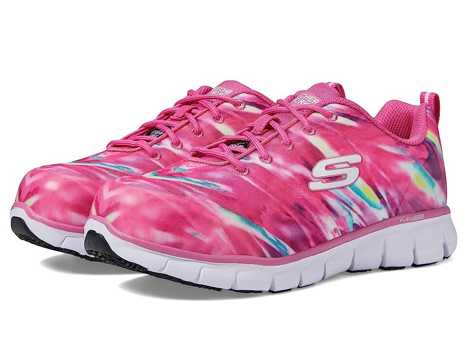 Женские рабочие кроссовки Skechers Sure Track Hot Pink EH с композитным носком, модель JOBB424 — фото 4