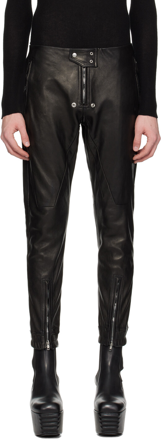 

Черные кожаные брюки Luxor Rick Owens, цвет Black