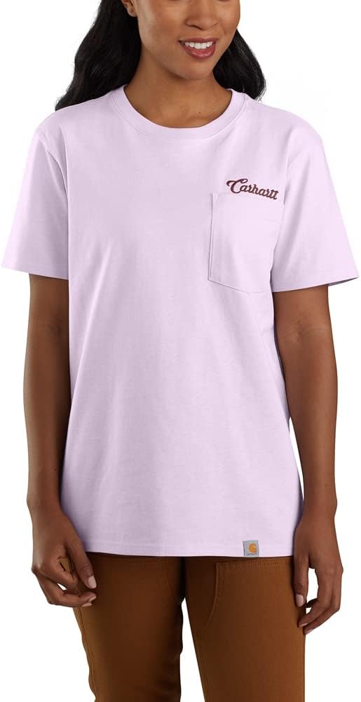 

Футболка Carhartt Women's 105401 Loose Fit Heavyweight, короткий рукав, принт, Amethyst Fog