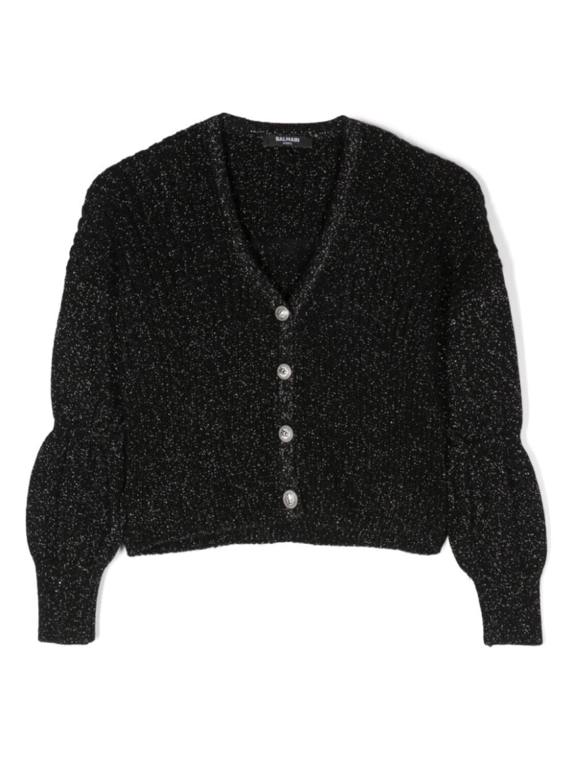 

Balmain Kids кардиган с V-образным вырезом и эффектом металлик, черный