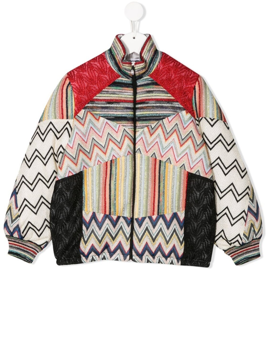 

Missoni Kids куртка-бомбер в технике пэчворк, красный