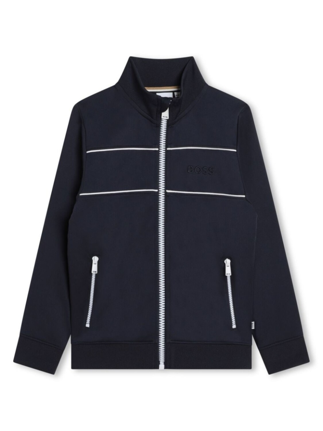 

BOSS Kidswear куртка на молнии с вышитым логотипом, синий