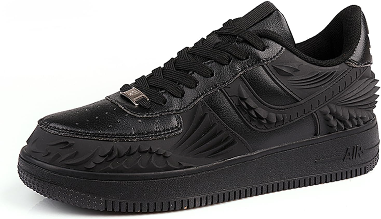 

Мужские кроссовки из искусственной кожи PU, модные обувь для скейтбординга с 3D текстурированным узором, шнуровкой, спортивные повседневные обувь Dacnakby, черный