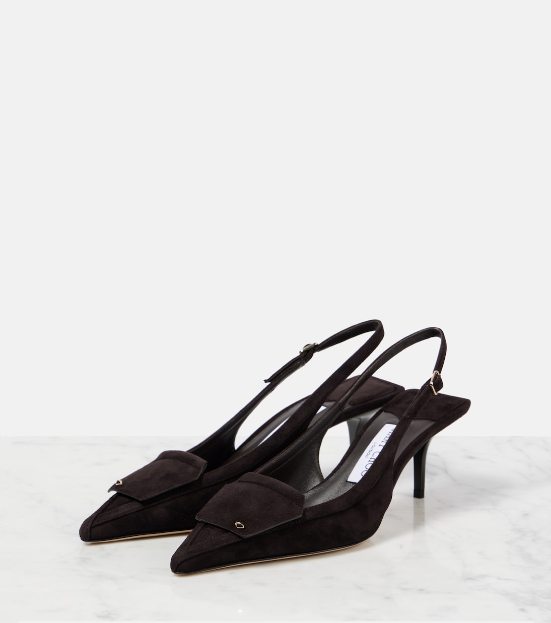 Замшевые туфли Frances 60 с открытой пяткой Jimmy Choo, кофе — фото 4