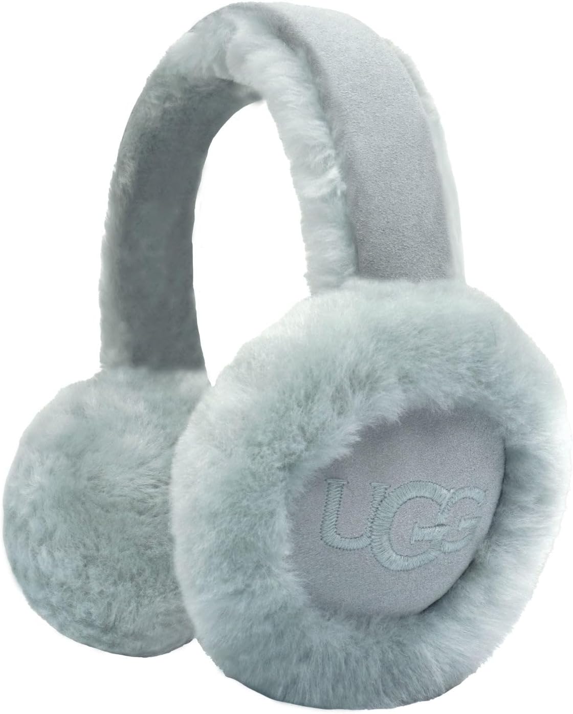 Детские наушники UGG с мягкой овчиной, удобная повязка, минималистичный вышитый логотип, для теплой носки в холодную погоду, Grey Mist — фото 2
