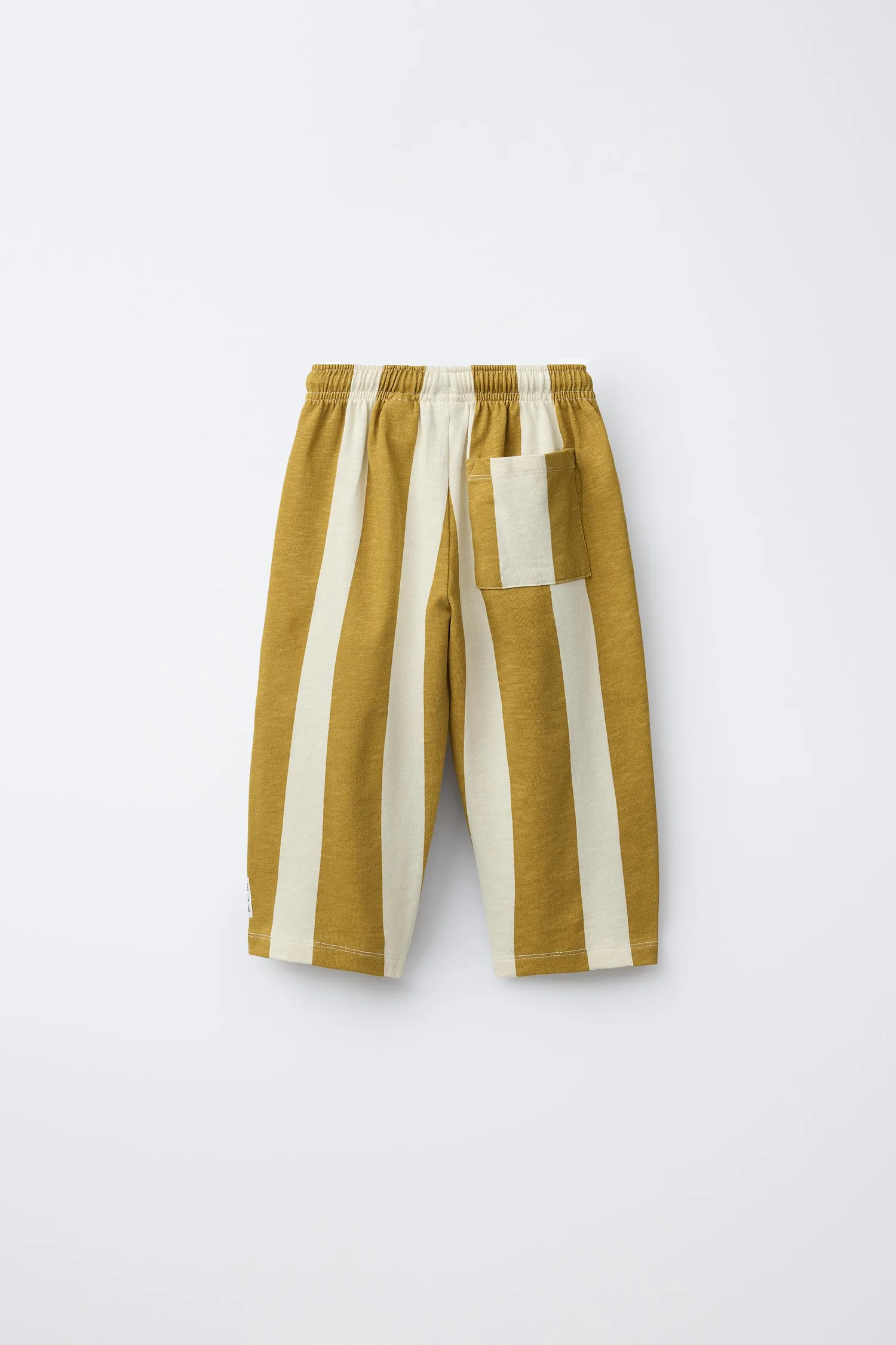 Полосатые прямые плюшевые брюки Zara, охра — фото 2