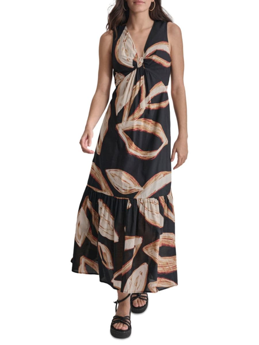

Платье макси из хлопка с принтом DKNY, цвет Wavering Leaf