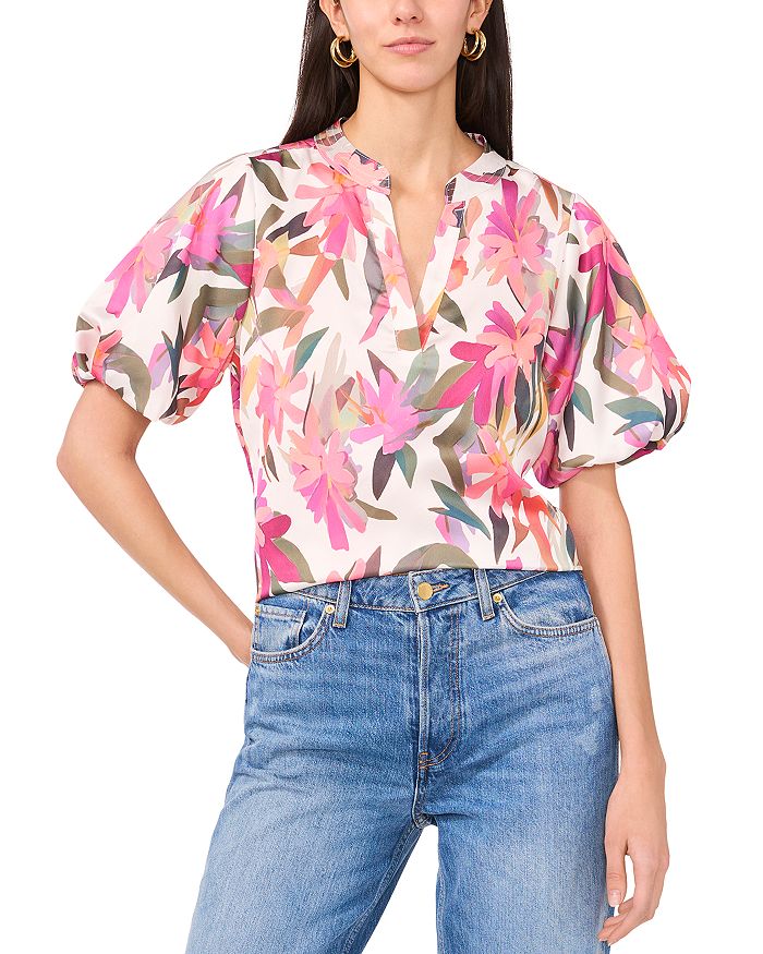

Короткий топ с пышными рукавами VINCE CAMUTO, белый