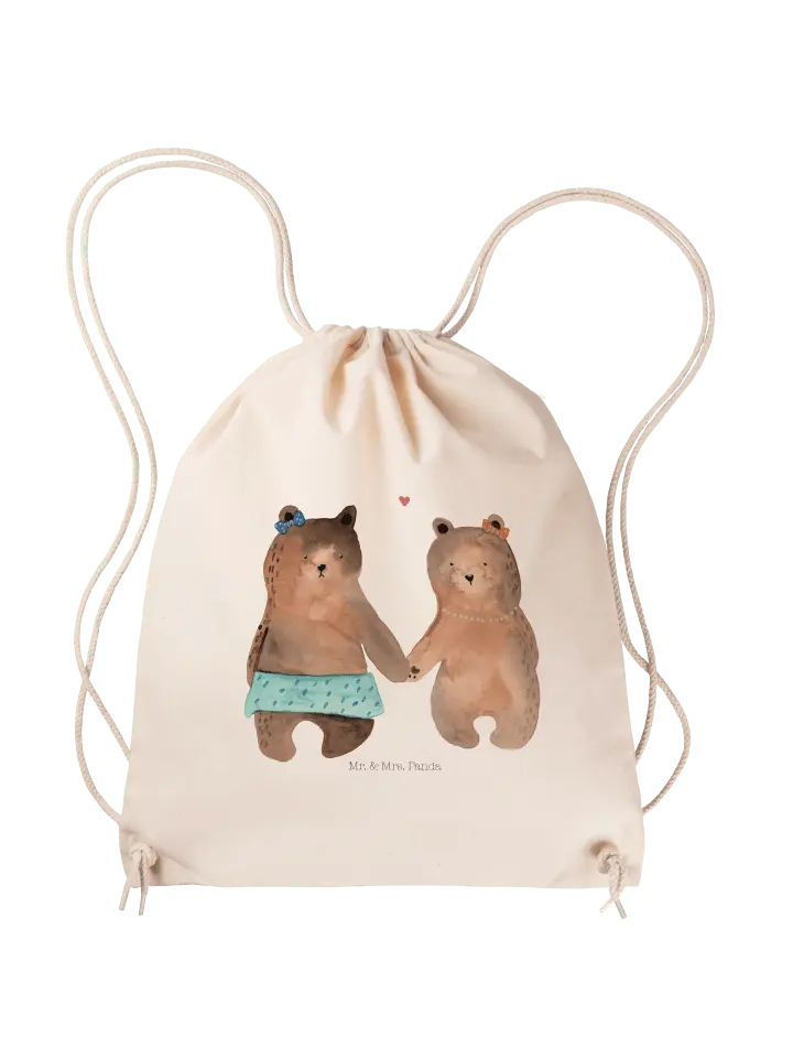 

Спортивная сумка Mr & Mrs Panda Sportbeutel Bär Freundin ohne Spruch, кремовый
