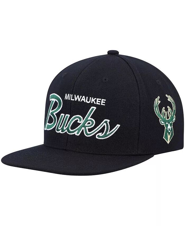 

Мужская черная кепка Milwaukee Bucks Hardwood Classics Script 2.0 Snapback Mitchell & Ness