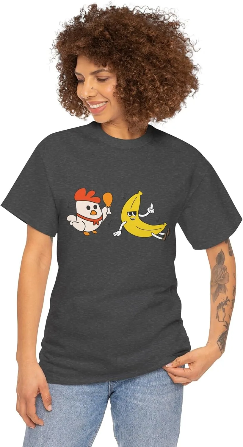 Футболка с принтом "Chicken Banana Funny Animal", стильная повседневная рубашка, унисекс из плотного хлопка, подарок для детей, футболка для дня рождения GENERIC, Dark Heather — фото 2
