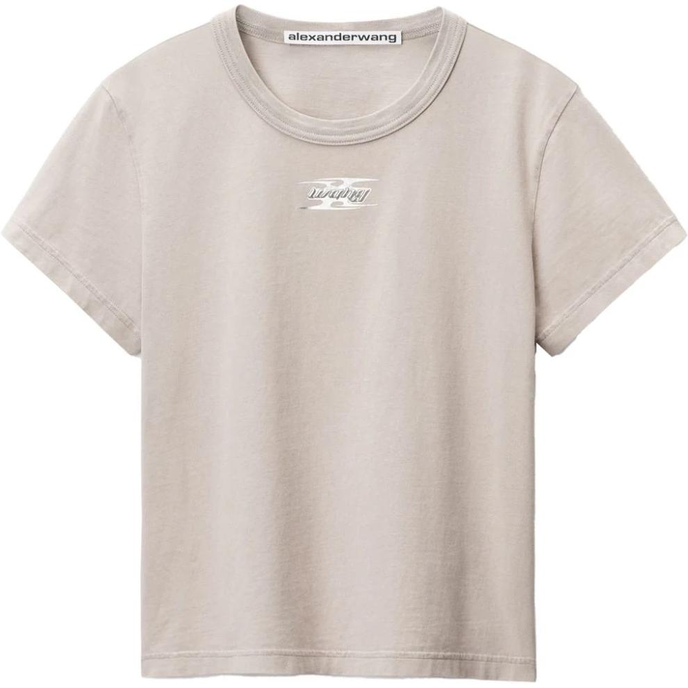 

Футболка T By Blade Logo Shrunken Washed Oyster Alexander Wang, Светло-бежевый