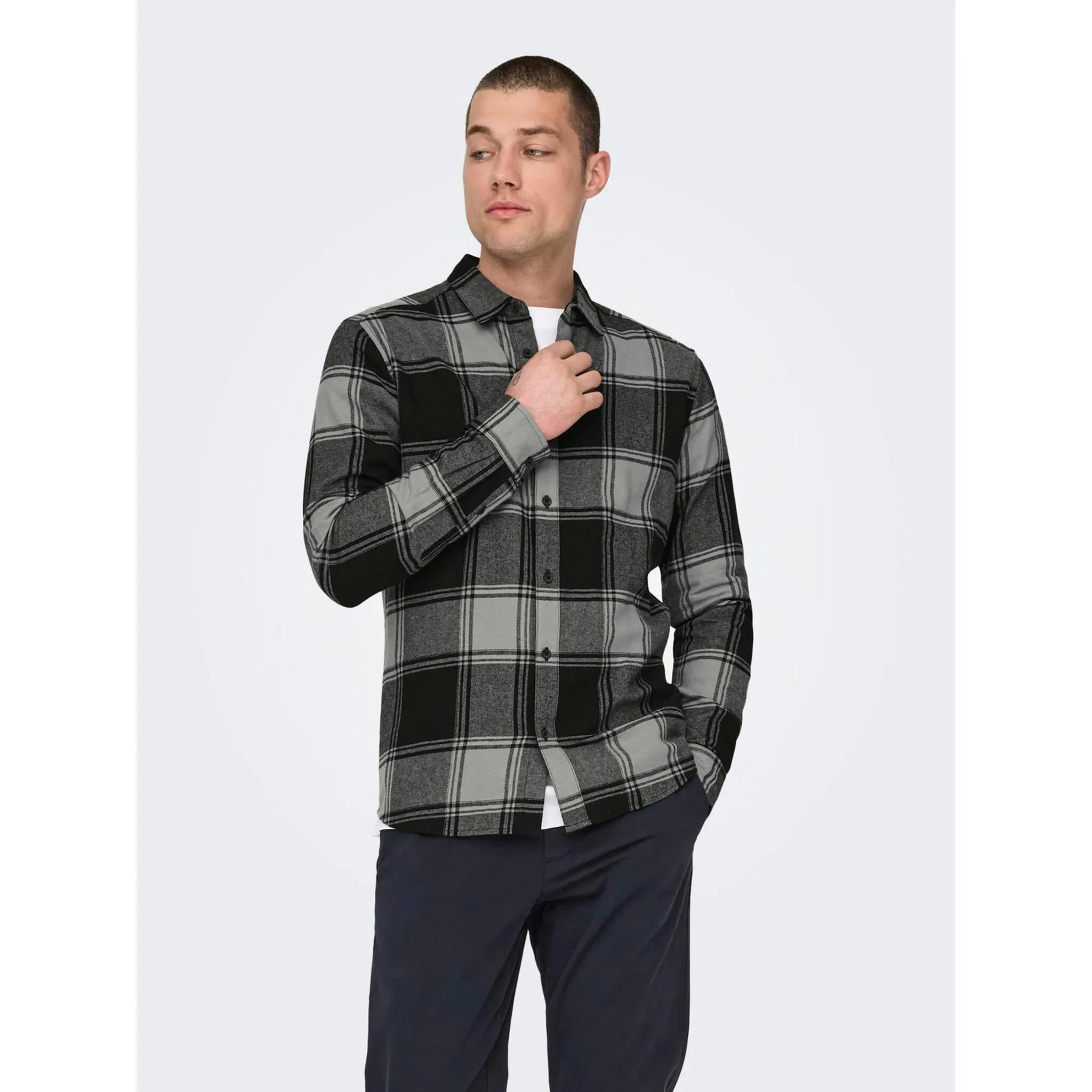 

Рубашка в клетку ONLY & SONS "GUDMUND LS CHECKED SHIRT", цвет Griffin Checks:Black