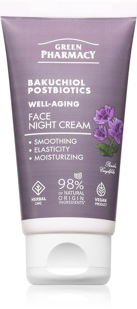 

Ночной крем для лица с Бакучиолом и постбиотиками, увлажняющий ночной крем против морщин Green Pharmacy, 50 мл