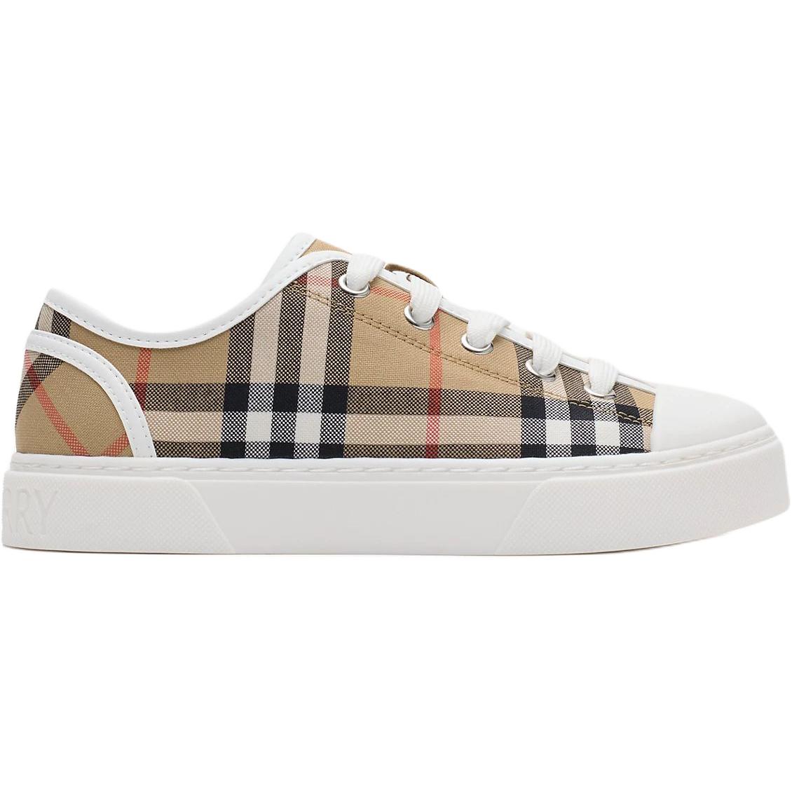 Низкие детские кожаные кроссовки Sandy Beige Kids' Burberry, [regular edition]original shoe box included — фото 3
