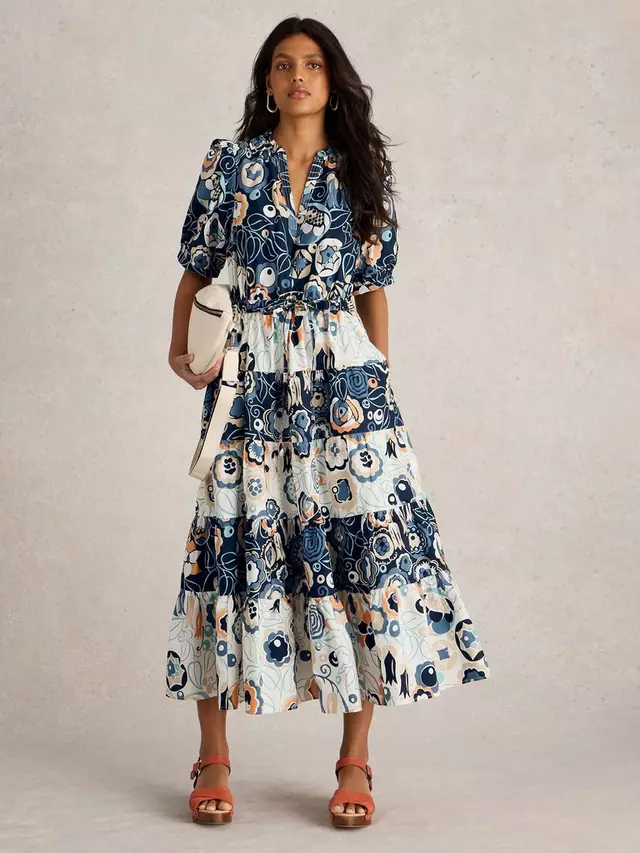 

Платье White Stuff Elle Tiered Midi, цвет blue/multi