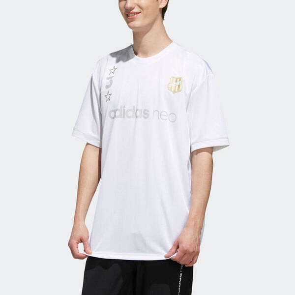 Футболка men's neo logo printing sports round neck short sleeve white t-shirt Adidas, белый — фото 3