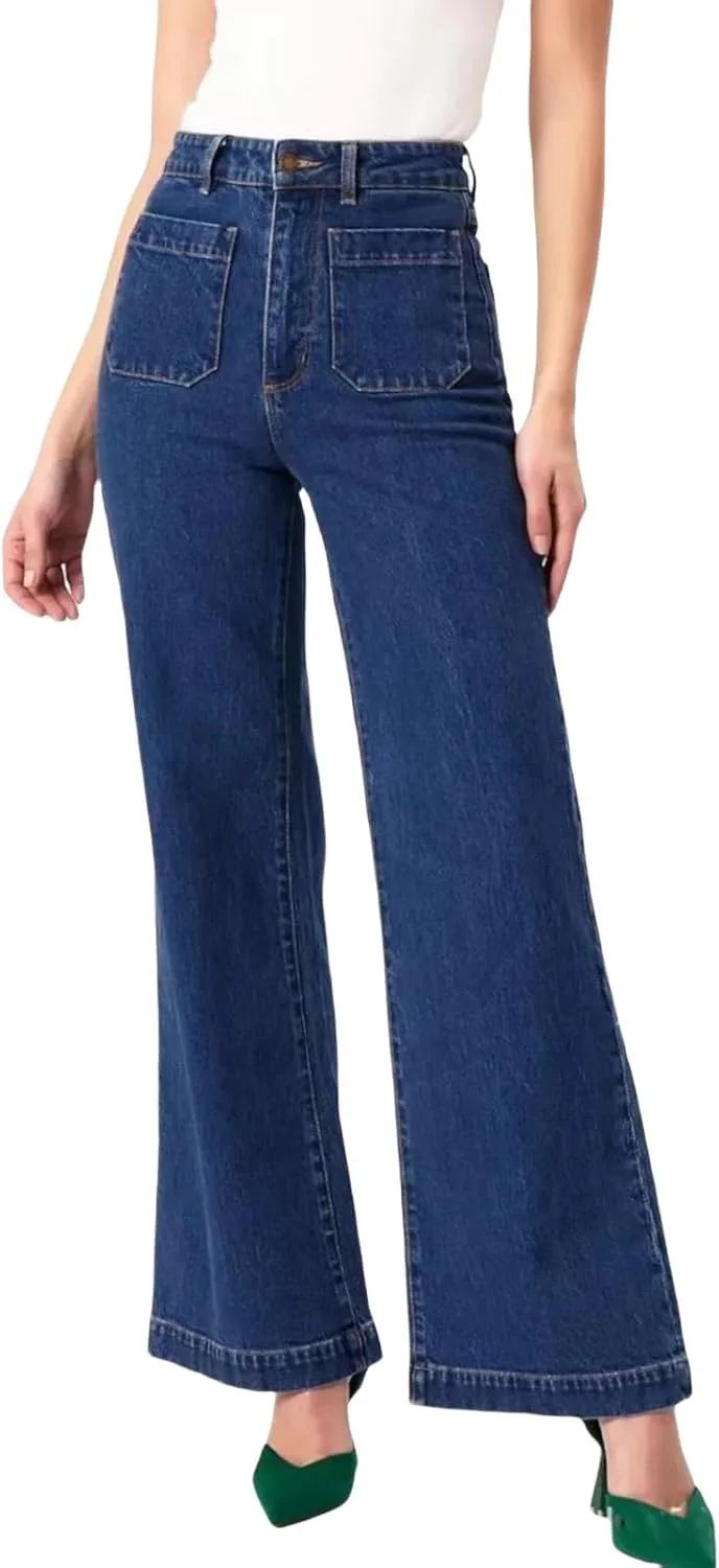 

Женские джинсы Wide Leg, High Waisted, Stretchy, Straight Leg