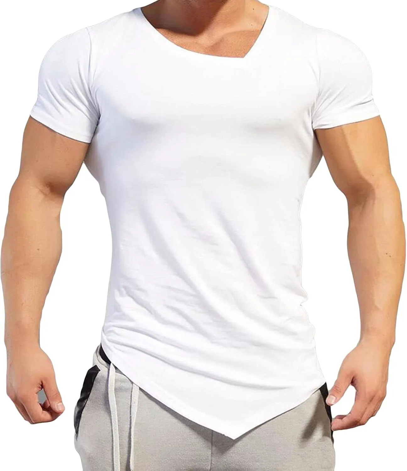 Мужская футболка henley slim fit с квадратным воротником
