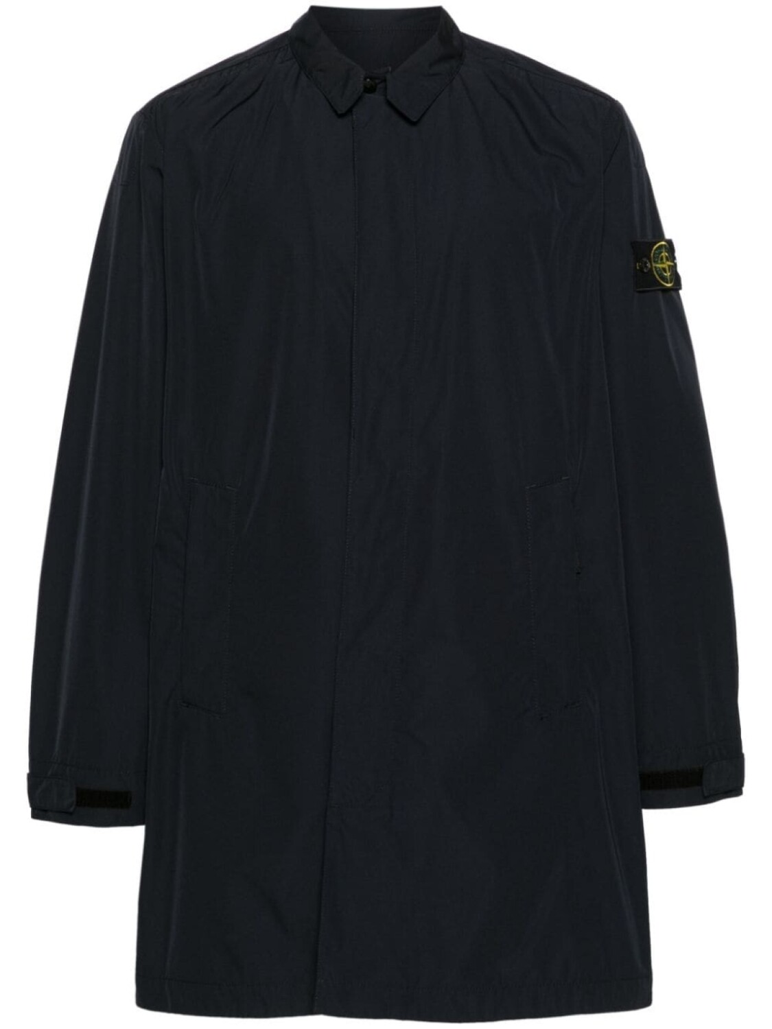 

Stone Island однобортное пальто с нашивкой Compass, синий