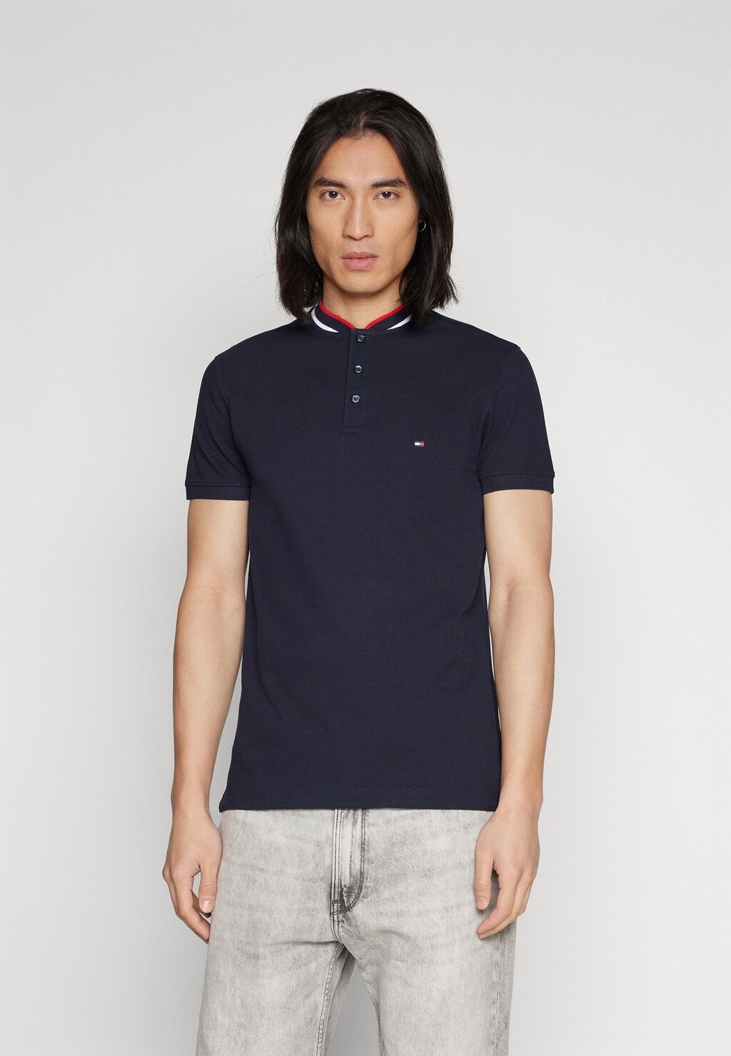 

Поло Mao Tipped Slim Tommy Hilfiger, цвет desert sky