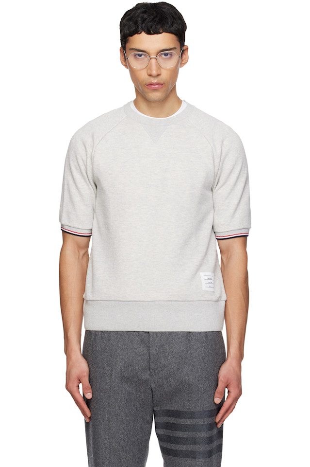 

Thom Browne Серая футболка-реглан с коротким рукавом