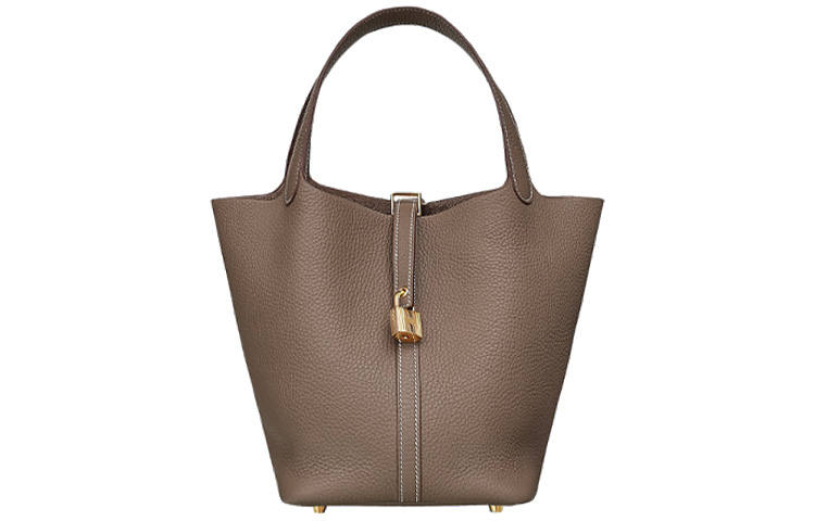 

HERMES Сумка Picotin Lock 22 из кожи Clemence Bullock, ведро, женская, 18 Etoupe Elephant Gray
