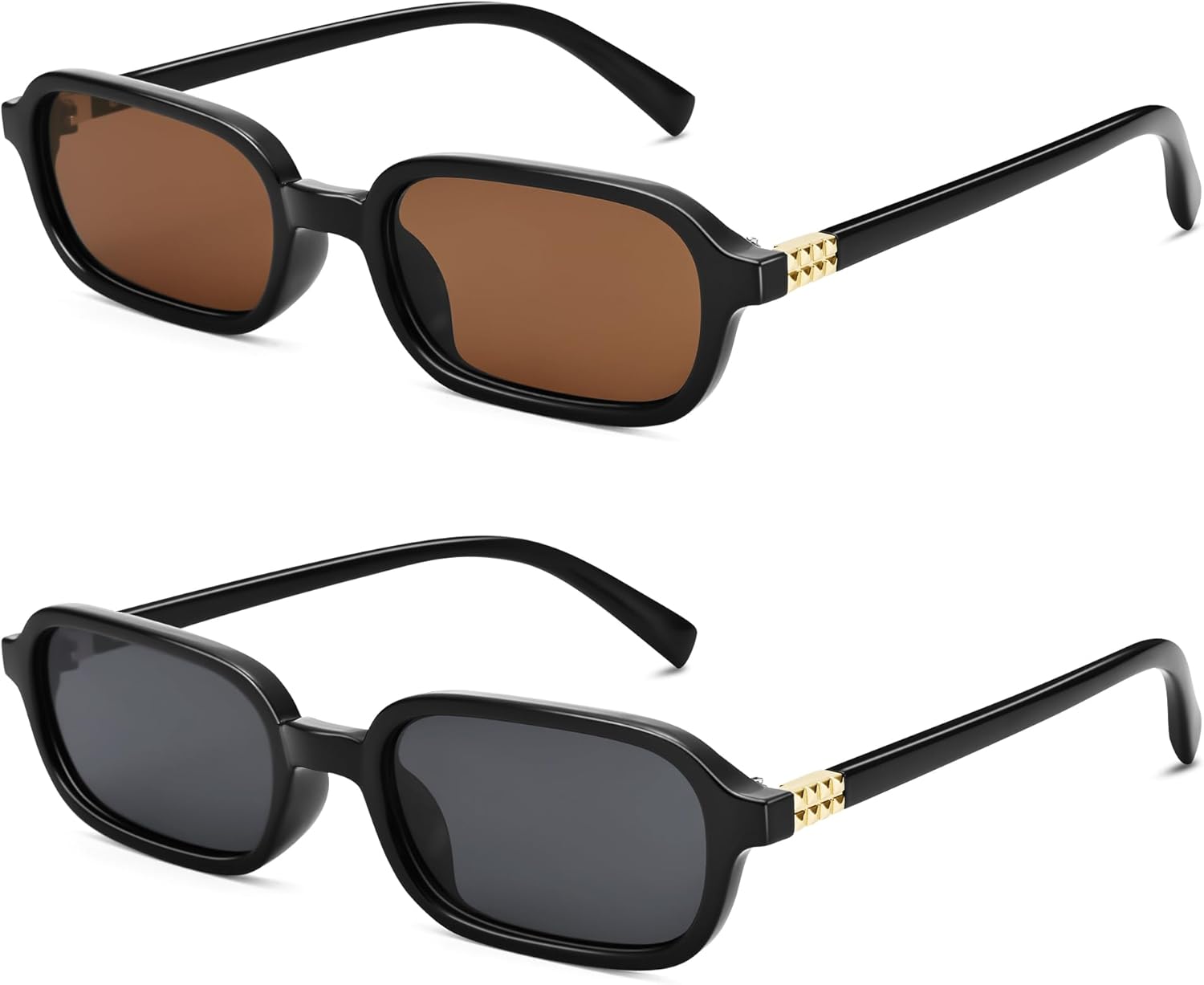 

Солнцезащитные очки Hycredi Retro прямоугольной формы для женщин - модные солнцезащитные очки в стиле 90-х с узкой оправой и небольшой квадратной формой, Black/Brown + Black/Grey