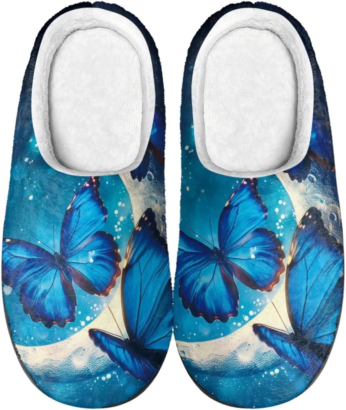 

Унисекс фланелевые тапочки Howilath с принтом бабочек, теплые, дышащие, с противоскользящей подошвой для дома, синий