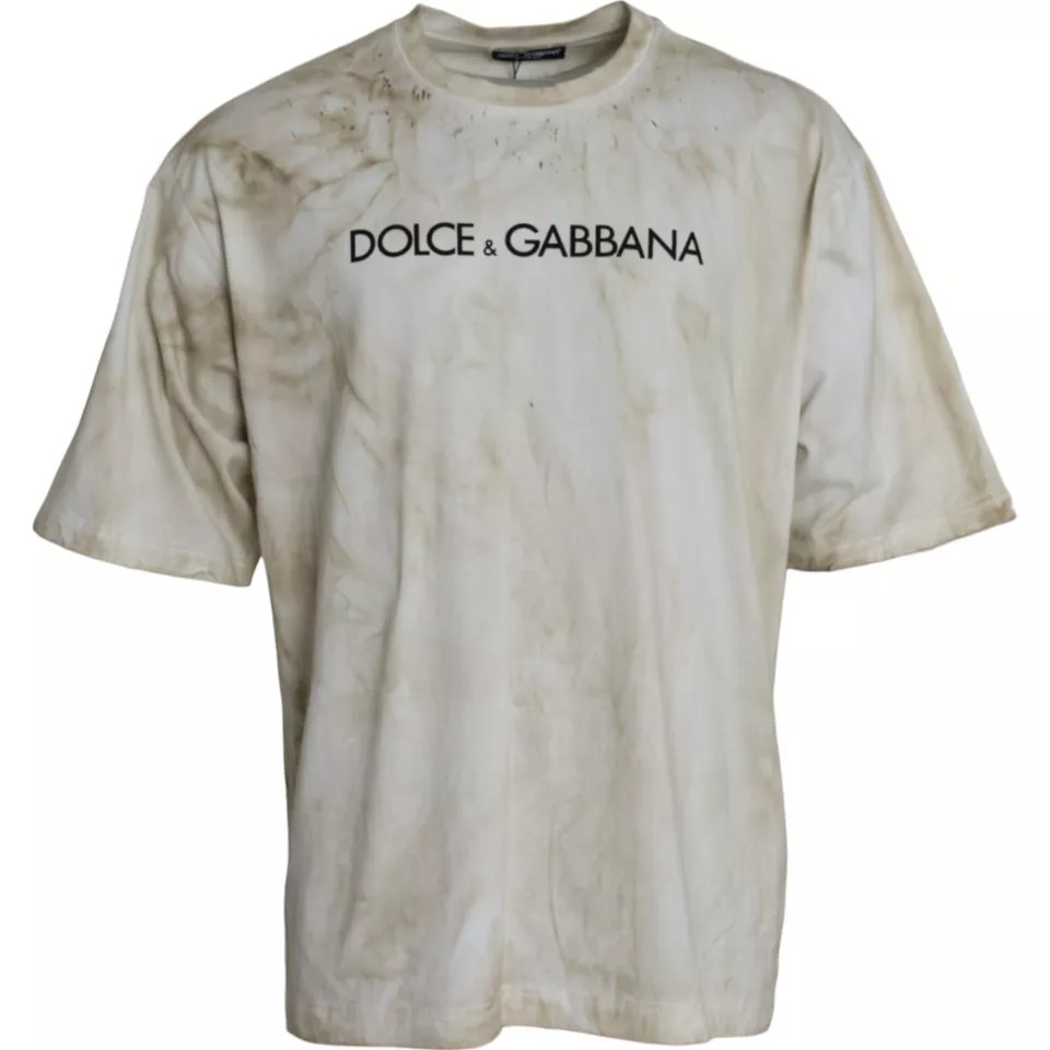 

Футболка с круглым вырезом из хлопка с логотипом Off White Dolce & Gabbana