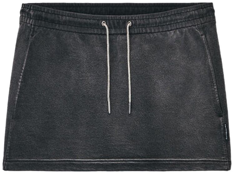 

Мини-юбка Alexander Wang из махровой ткани с завязками, украшенными стразами, черный