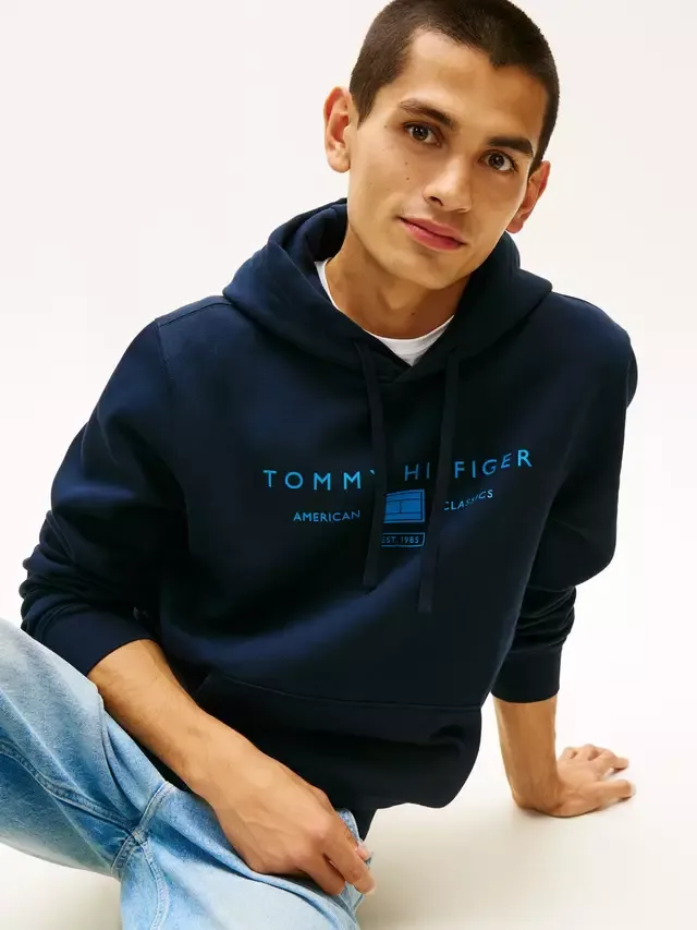 Худи из хлопковой махровой ткани с логотипом Heritage Tommy Hilfiger, Dark Blue — фото 4