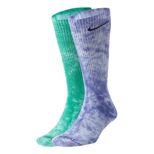 

Носки Nike Everyday Plus Tie-Dye Sports Stockings Unisex 2 Pairs Purple/Green DM3407-903, разноцветный