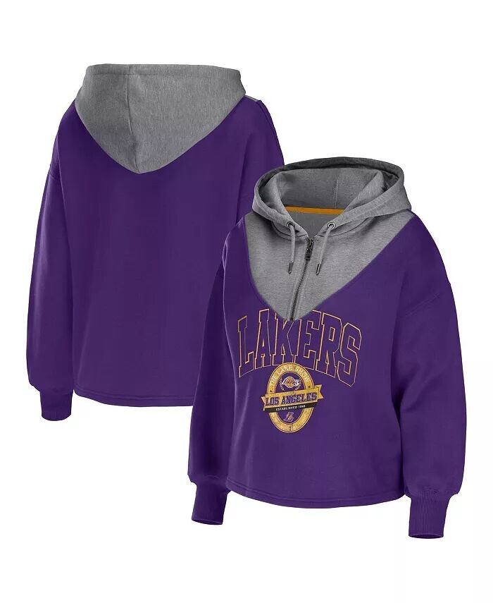 

Женская фиолетовая куртка с капюшоном Los Angeles Lakers с молнией в четверть Wear By Erin Andrews