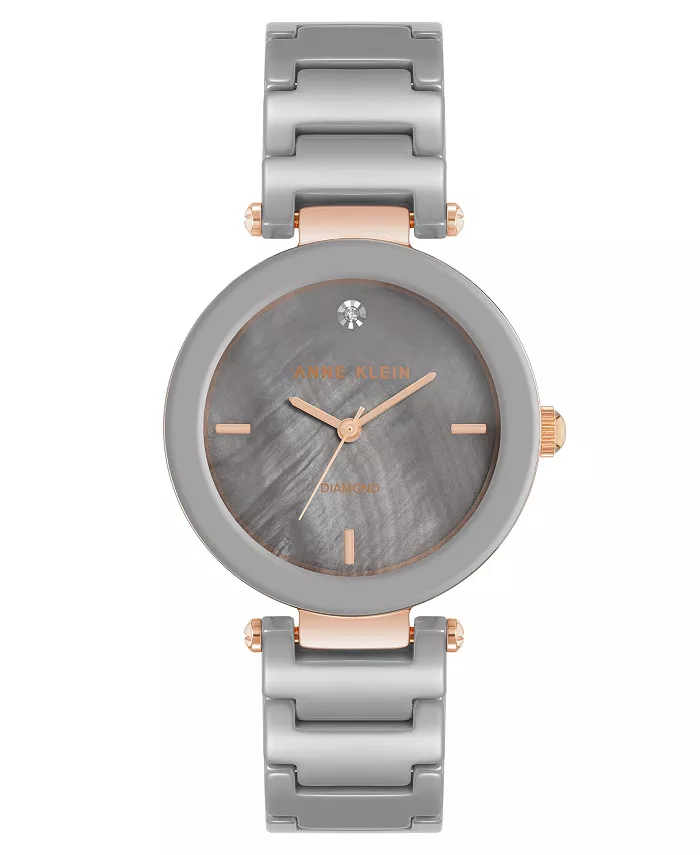 

Женские кварцевые часы с тремя стрелками, браслет из керамических звеньев, 33 мм, цвет тауп Anne Klein