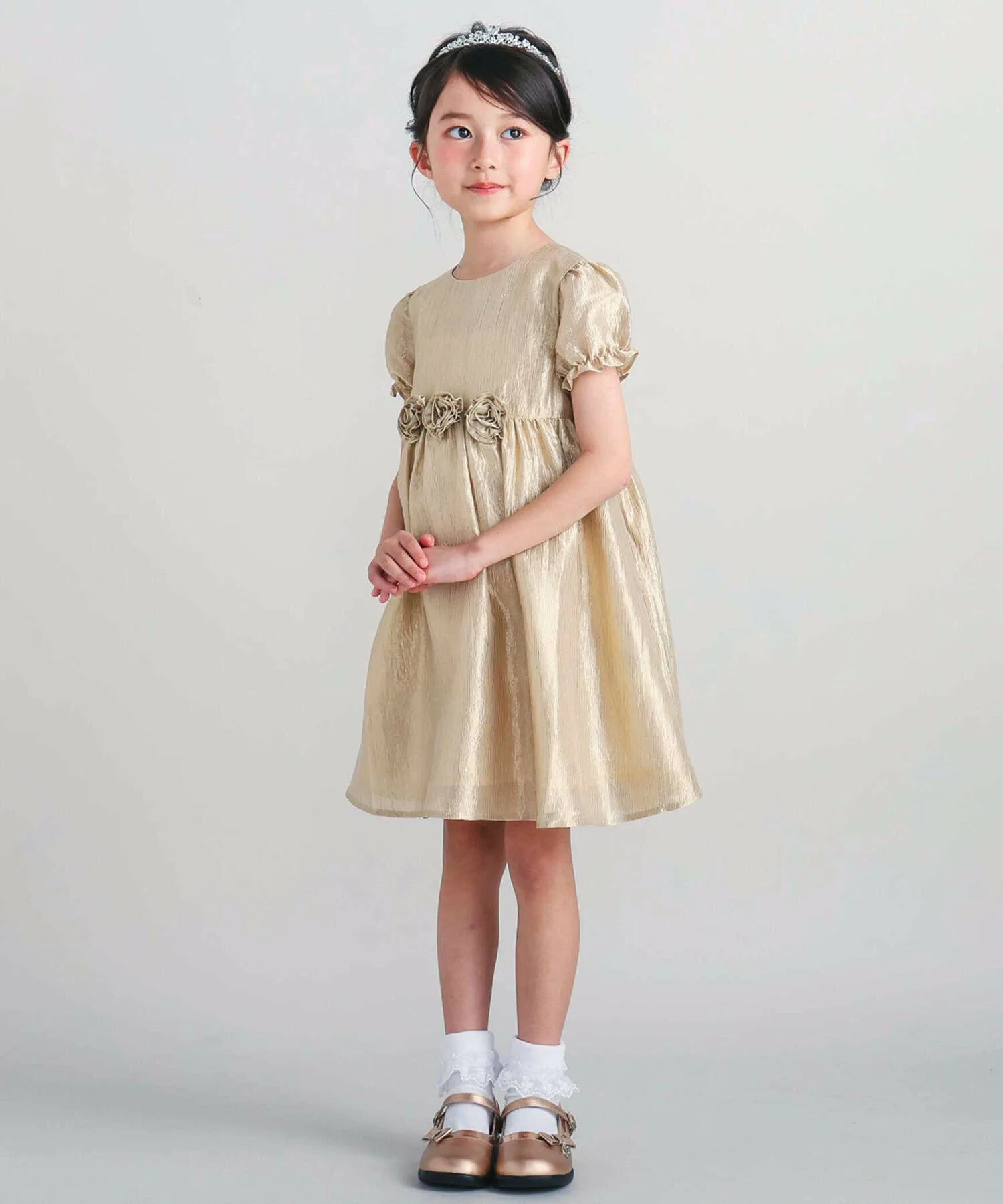 Платье Karl Mayer с пышными рукавами и розовым мотивом (100–140 см) BeBe, Beige — фото 3