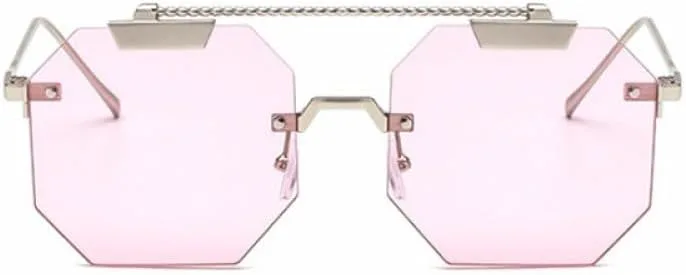 

Женские солнцезащитные очки MUTYNE без оправы «кошачий глаз», мужские модные солнцезащитные очки с защитой от УФ-излучения UV400 в винтажном стиле, Silver Pink