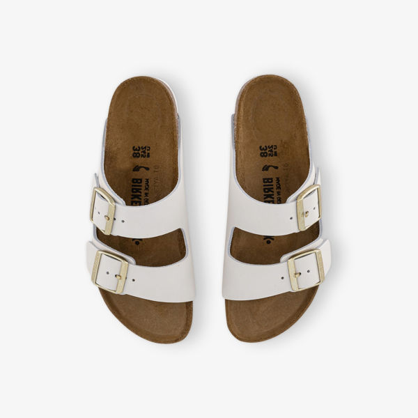 Сандалии кожаные Birkenstock Arizona с двойными ремешками, белый — фото 2