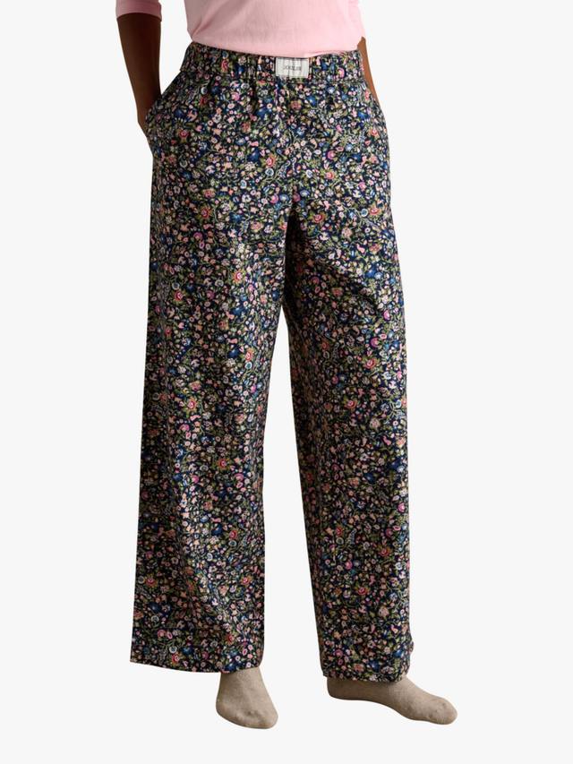 

Брюки для пижамы из фланели с цветочным принтом Joules, Blue Mix