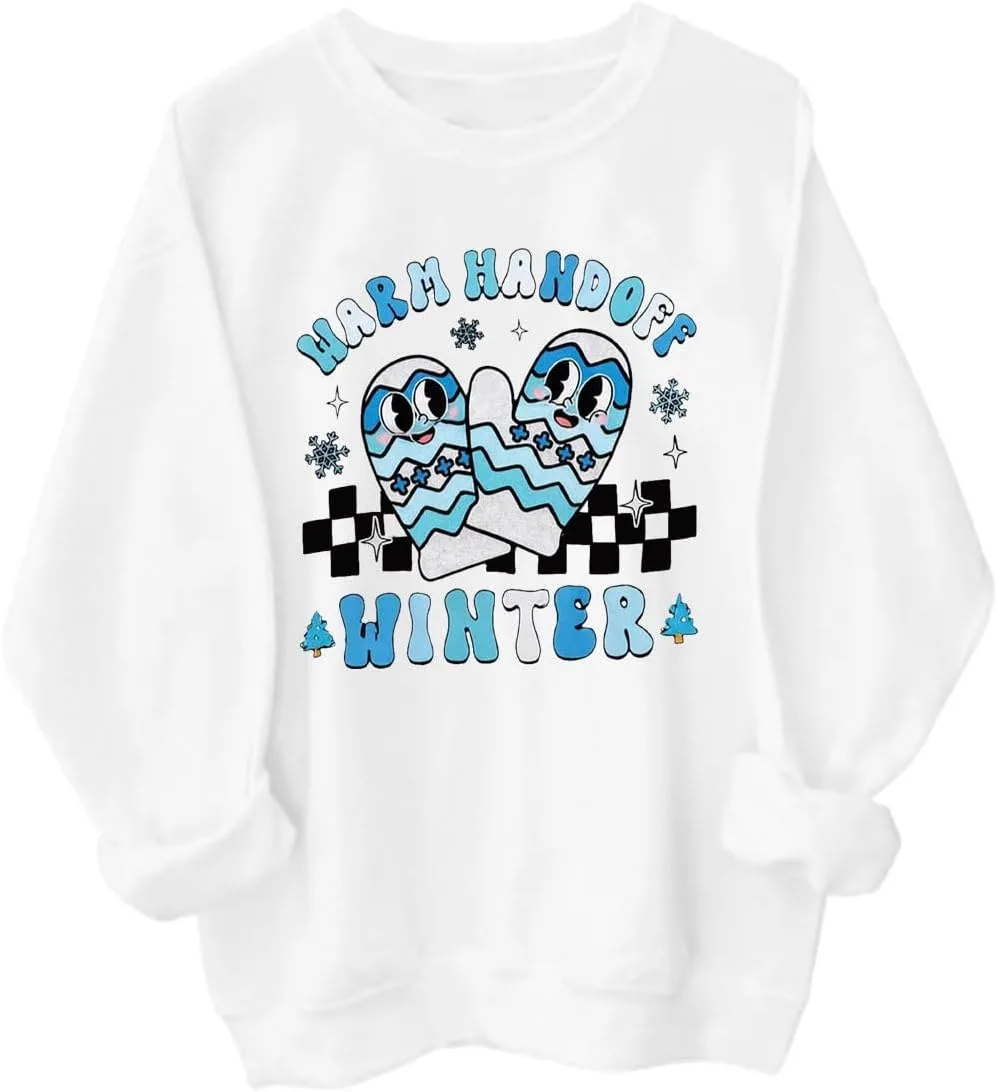 

Теплый зимний свитшот с милыми мультяшными варежками Czbic