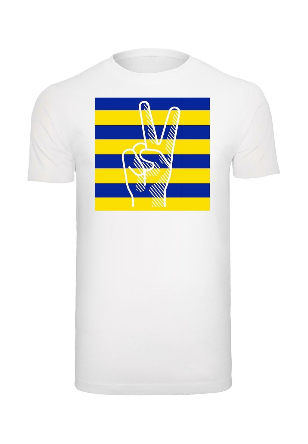 

Футболка с принтом PEACE STRIPE VICTORY HAND ROUND NECK Merchcode, белый