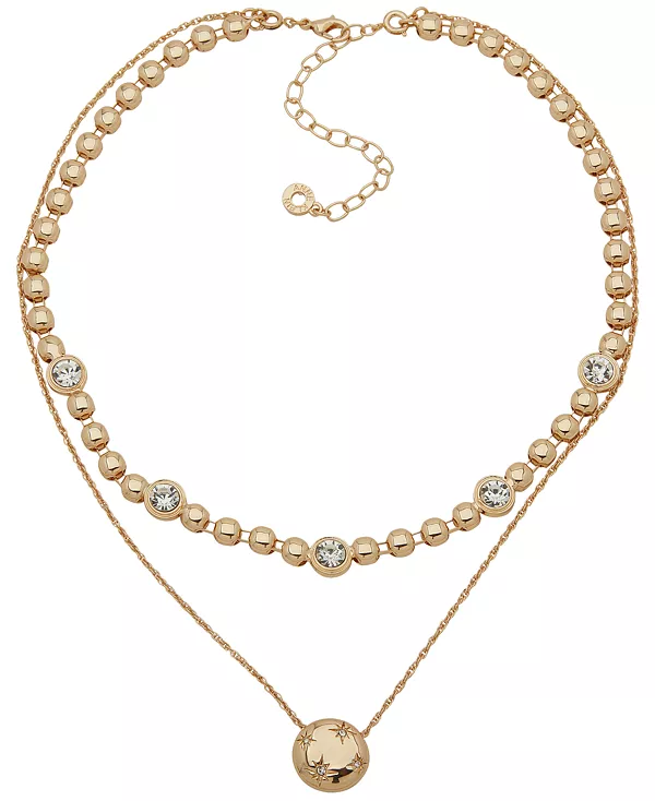 

Многорядное ожерелье 2 в 1 со стеклянной оправой и кристаллами в форме звезды Anne Klein, gold