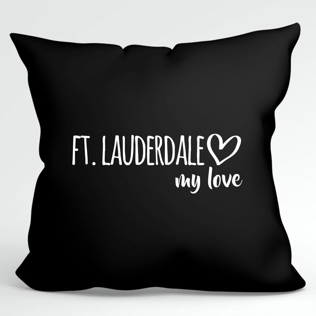 

Huuraa Pillow Ft. Декоративный чехол на подушку Lauderdale my love без наполнителя, размер 40х40см, черный, для всех любителей Ft. Лодердейл, США, идея подарка для друзей и семьи Hellweg Druckerei
