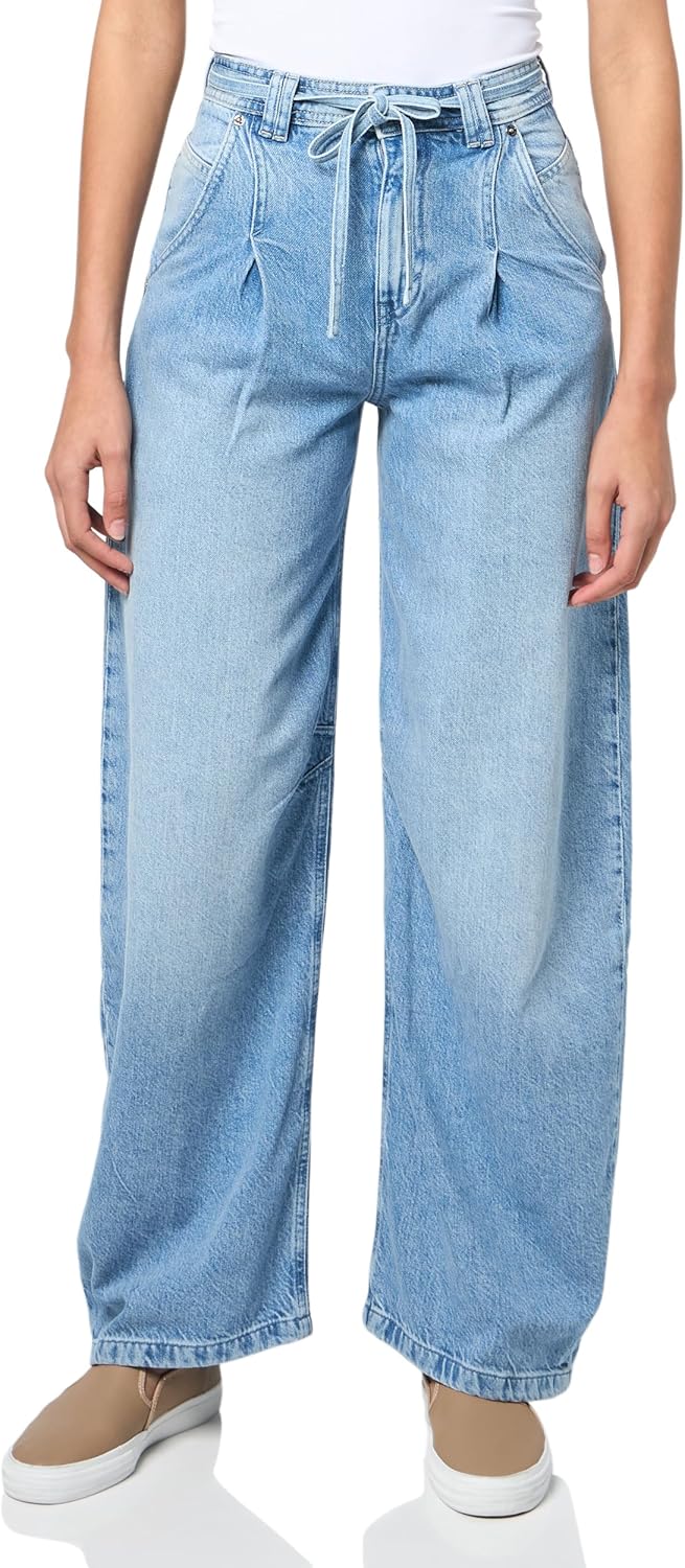 

BOSS Женские плиссированные бочкообразные джинсы, Sky Blue