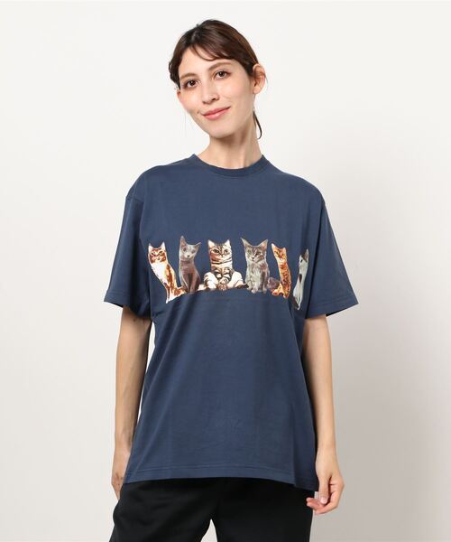 

Футболка с принтом "Кошка" HOUSTON, синий