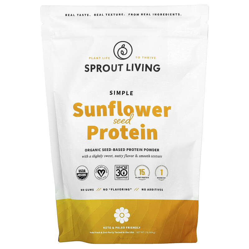 

Sprout Living, Простой протеин из семян подсолнечника, 454 г (1 фунт)